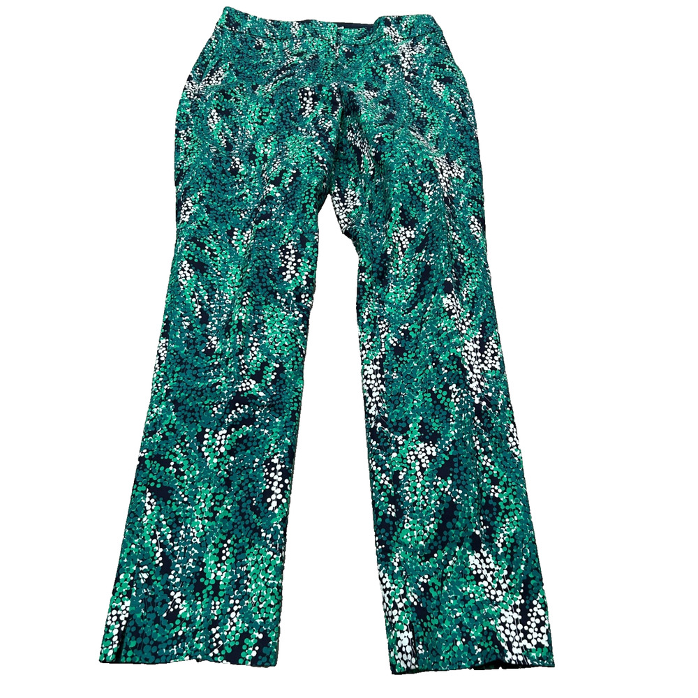 Boden Women's Green Leaf Print Cotton Stretch Straight Leg Trouser Pants Size 4R
